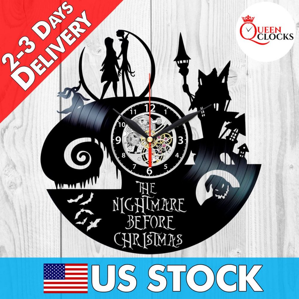 Nightmare Before Christmas Clock Vinyl Record Wall